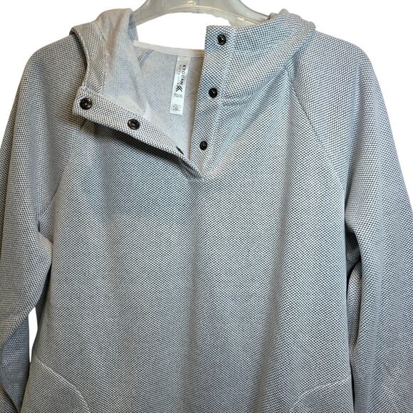 Kyoden Henley Sweatshirt Hoodie Hexagon Top Pullover Womens Sz XL Gray - Picture 5 of 16